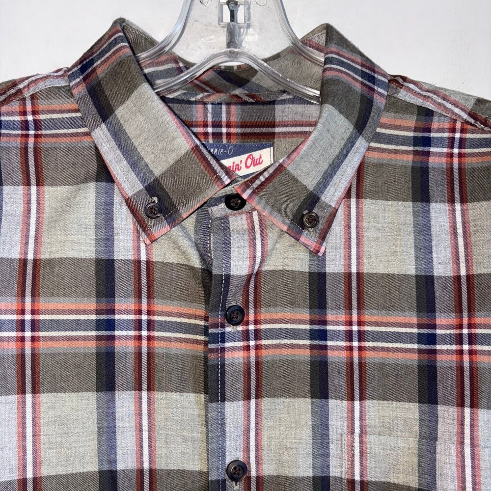 Johnnie-O Hangin' Out Plaid Long Sleeve Shirt Men's Large Pine Green - Euc View 3